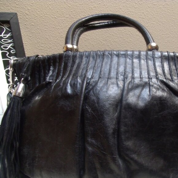 RIPANI Made in Italy Large Satchel / Crossbody Black Leather Bag - Picture 5 of 10